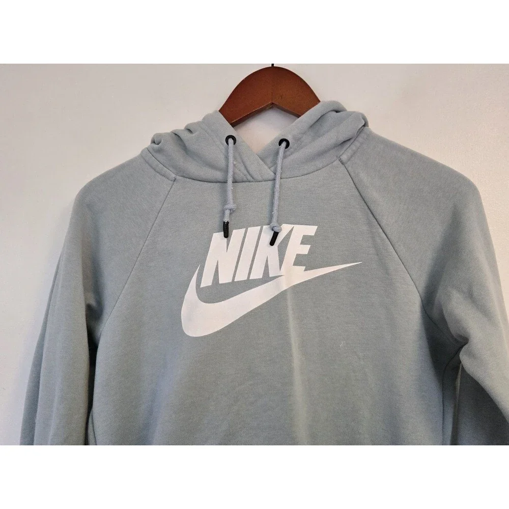 Nike Hoodie Womens‎ XS Gray Essential Fleece Swoosh Kangaroo Pocket Activewear